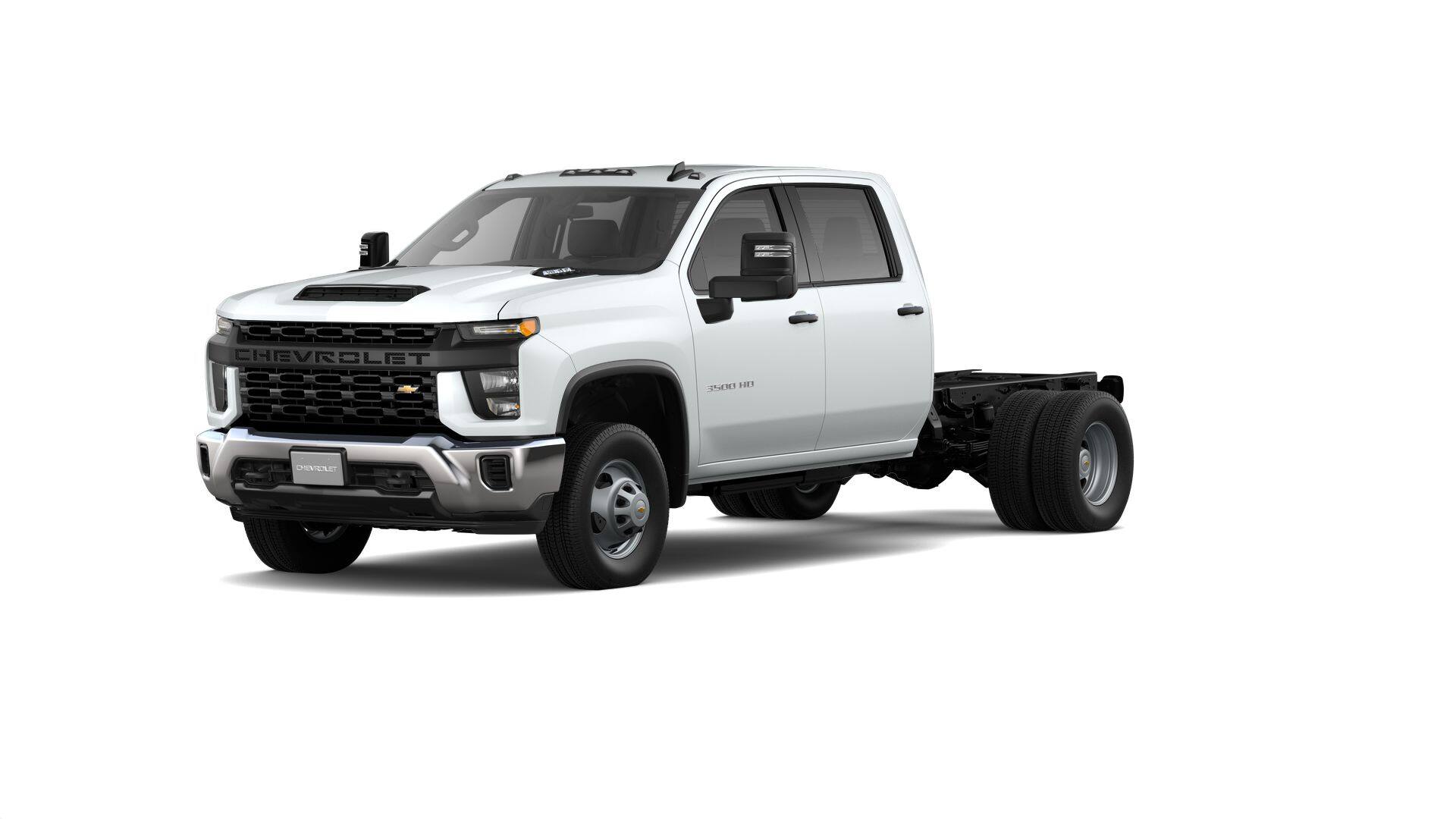 2026 Chevrolet Silverado 3500 HD Chassis Cab Work Truck in Summit White — front three-quarter view