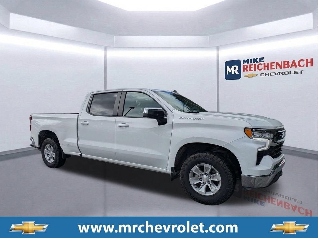 2023 Chevrolet Silverado 1500 LT in Summit White — front three-quarter view