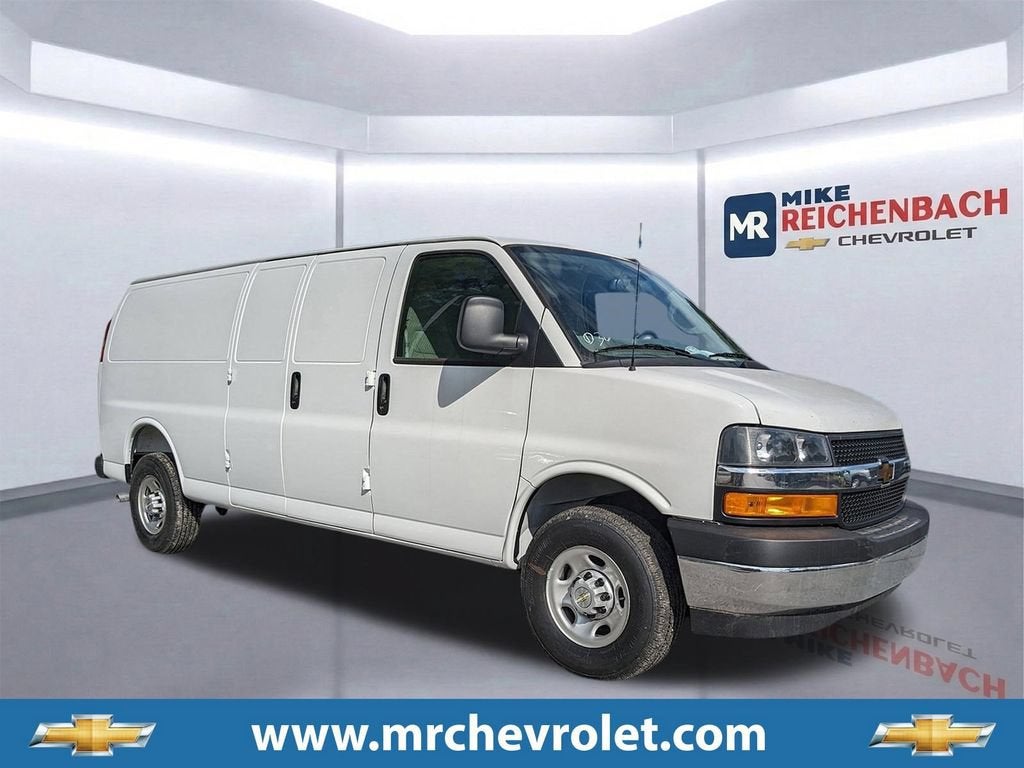 2025 Chevrolet Express Cargo WT in Summit White — front three-quarter view