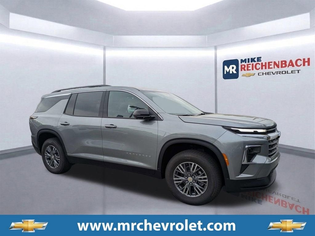 2026 Chevrolet Traverse LT in Sterling Gray Metallic — front three-quarter view