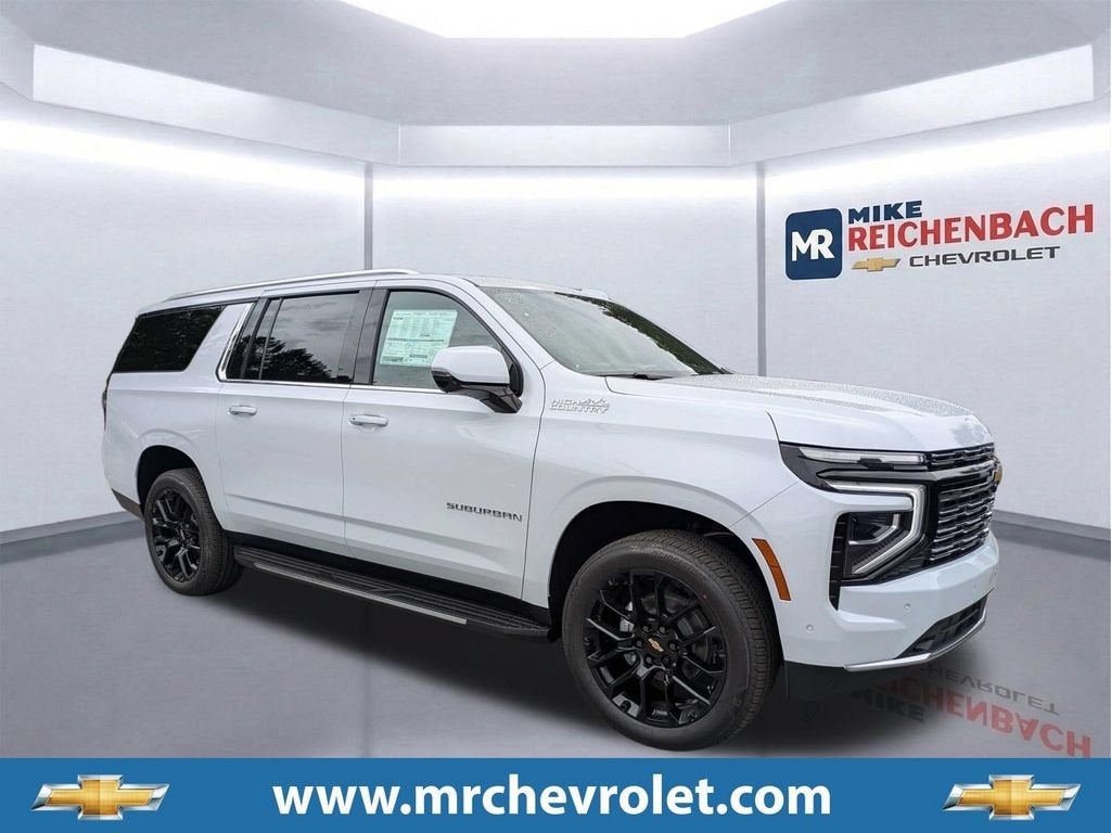 2026 Chevrolet Suburban High Country in Polar White Tricoat — front three-quarter view