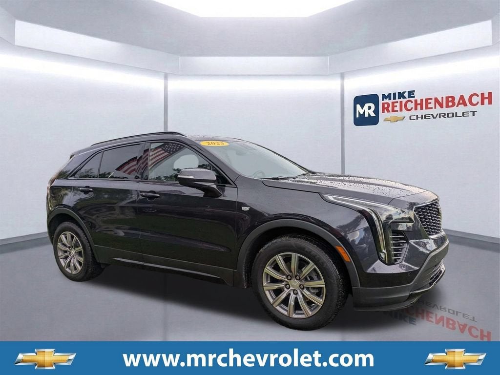 2023 Cadillac XT4 Sport in Galactic Grey Metallic — front three-quarter view