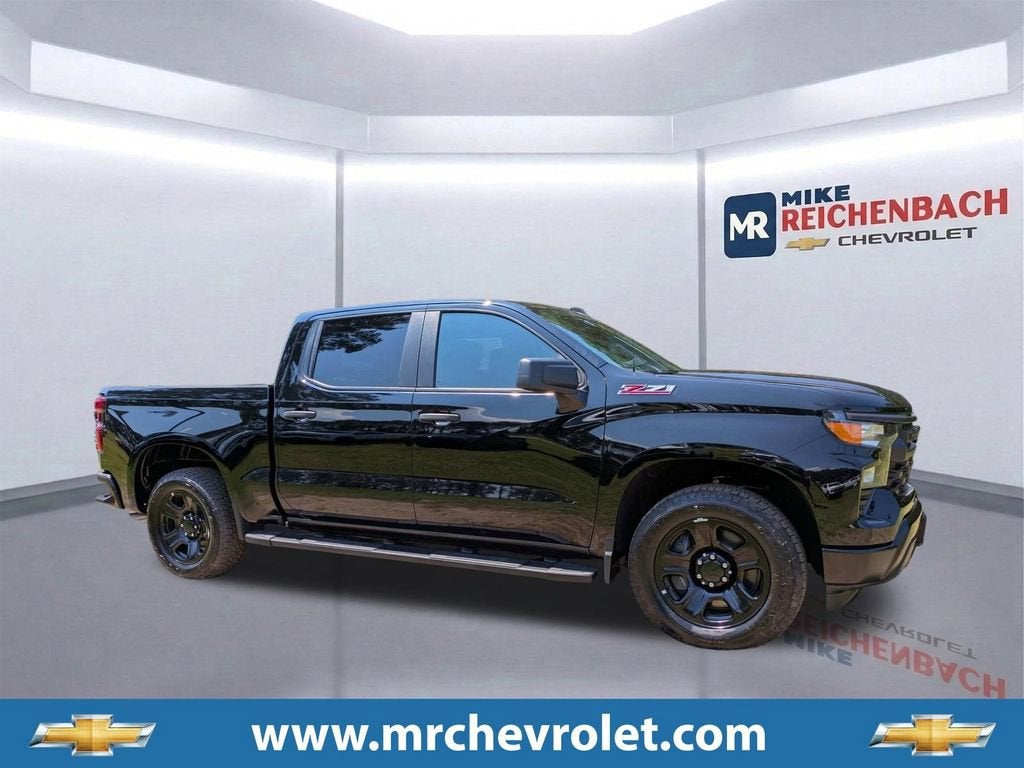 2025 Chevrolet Silverado 1500 WT in Black — front three-quarter view