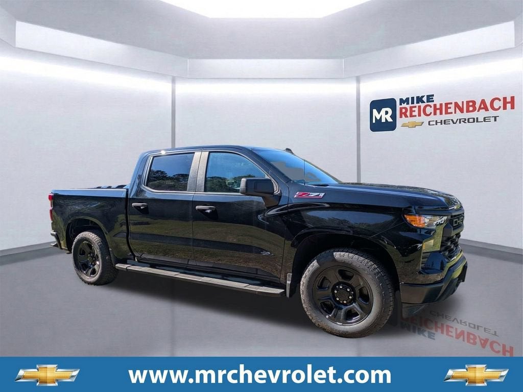 2025 Chevrolet Silverado 1500 WT in Black — front three-quarter view