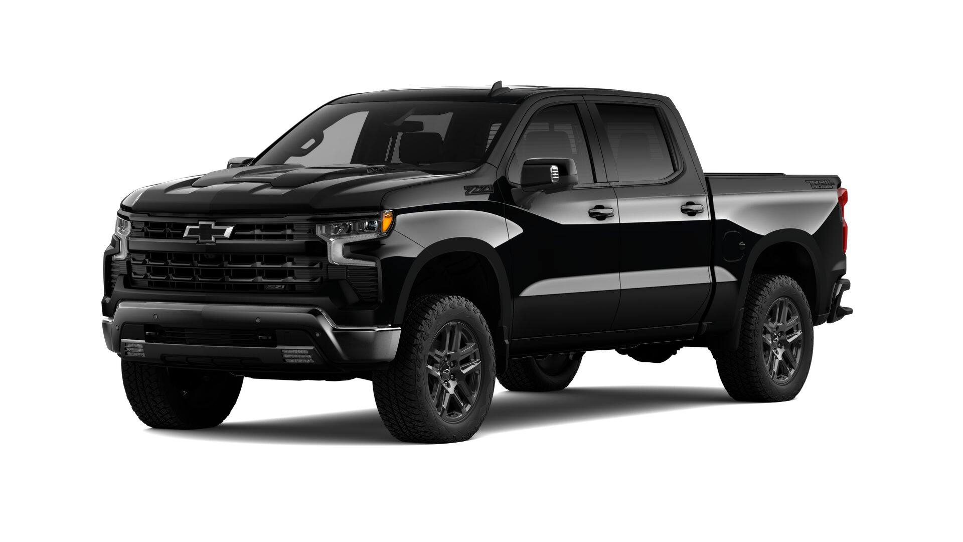 2026 Chevrolet Silverado 1500 LT Trail Boss in Black — front three-quarter view
