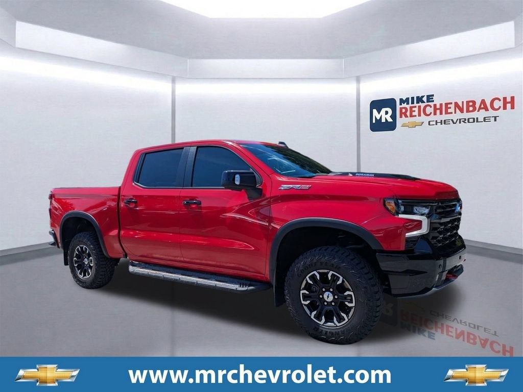 2025 Chevrolet Silverado 1500 ZR2 in Red Hot — front three-quarter view